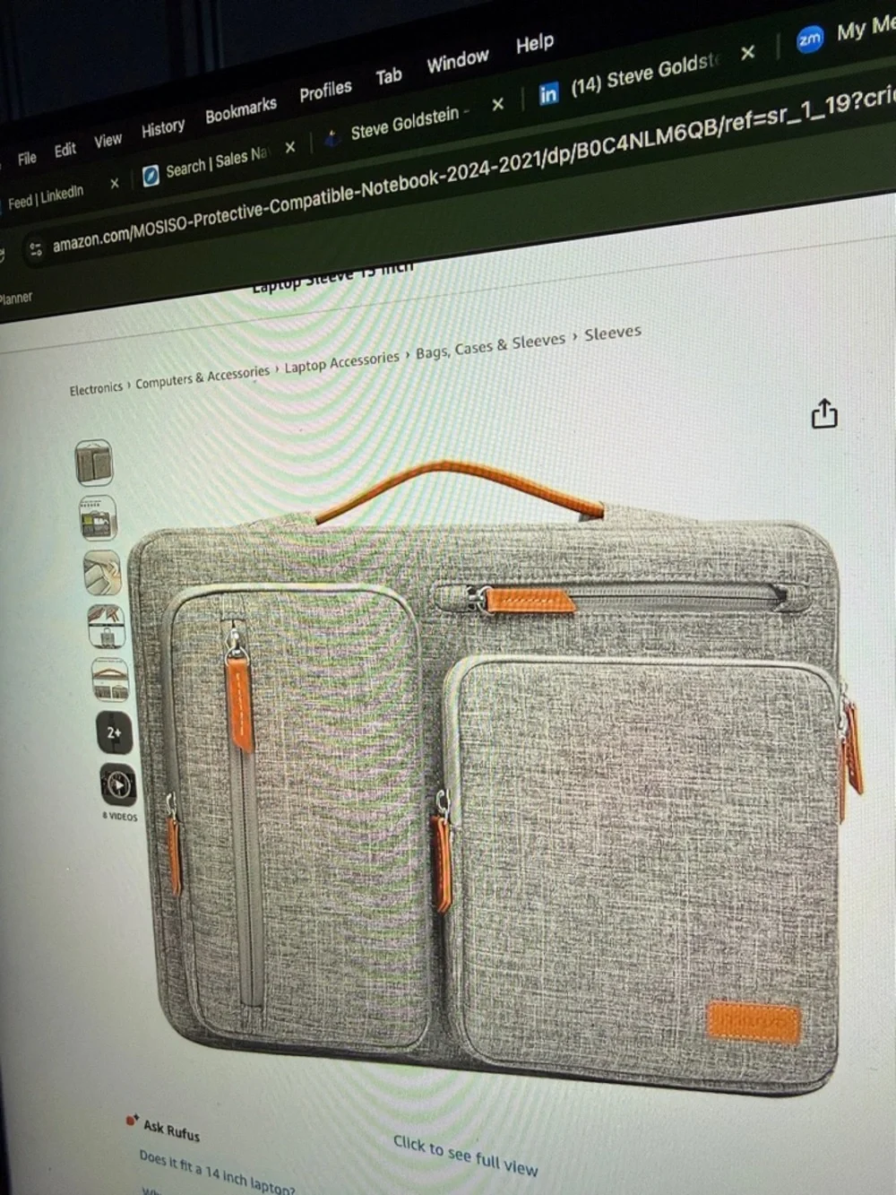 Gray Men's Laptop Briefcase with Tan Accents
